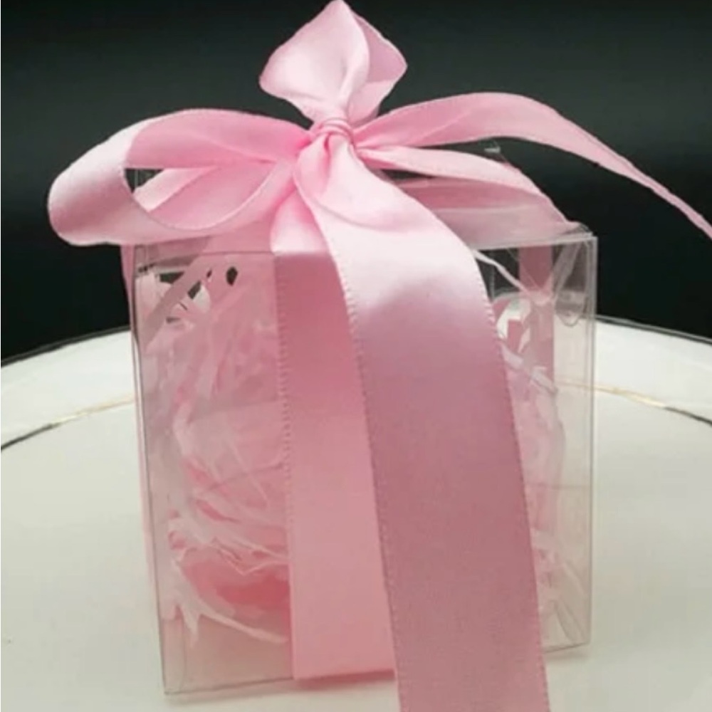 Clear Party Favor Box Kit with Pink Ribbons - Picture 2 of 6